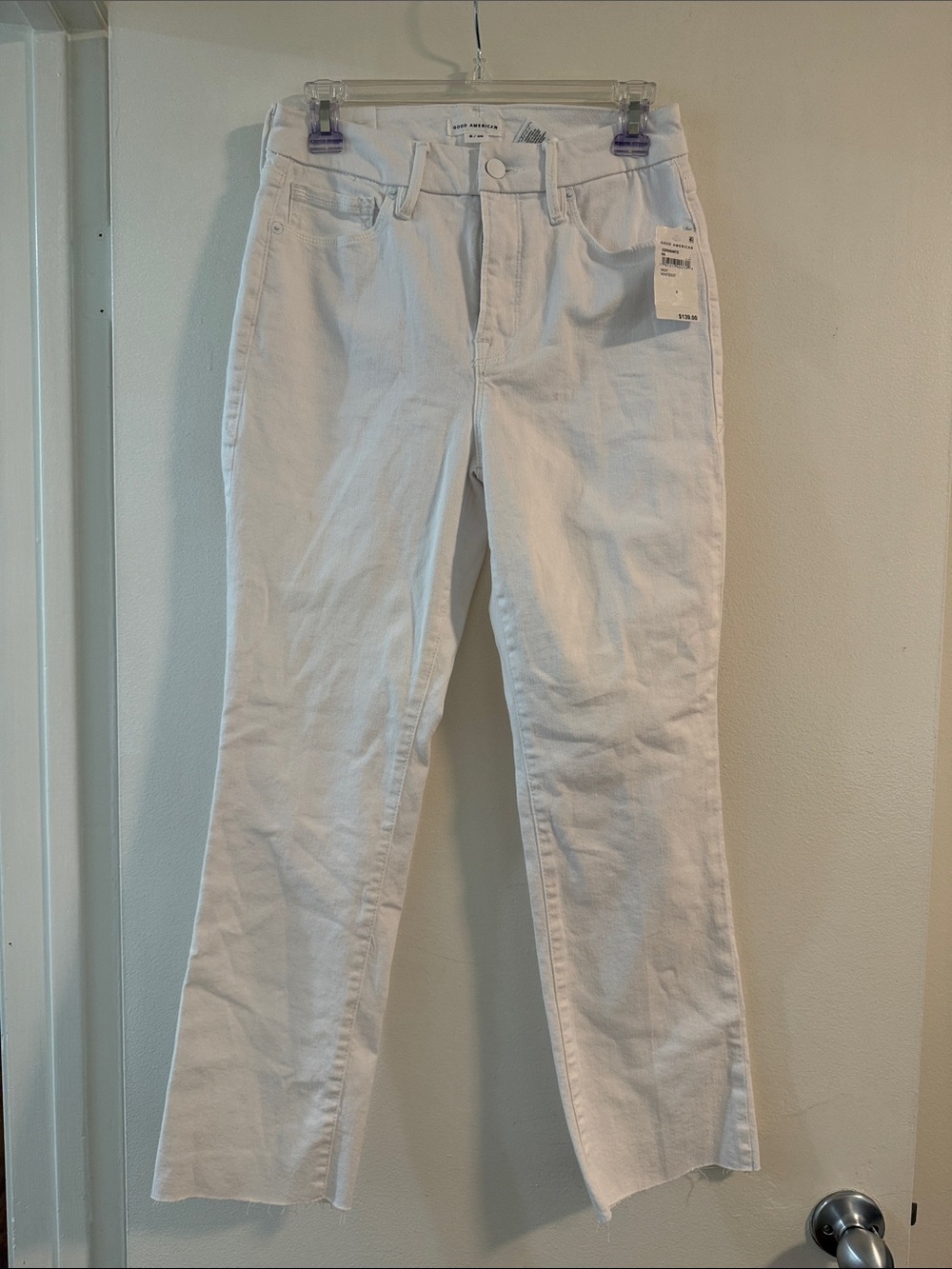 Good American White Straight-Leg Jeans
